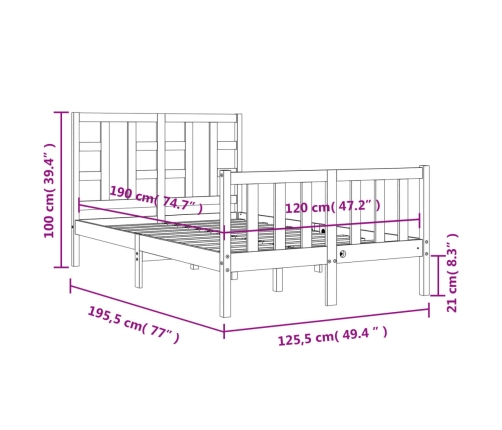 Estructura cama de matrimonio con cabecero madera maciza negra