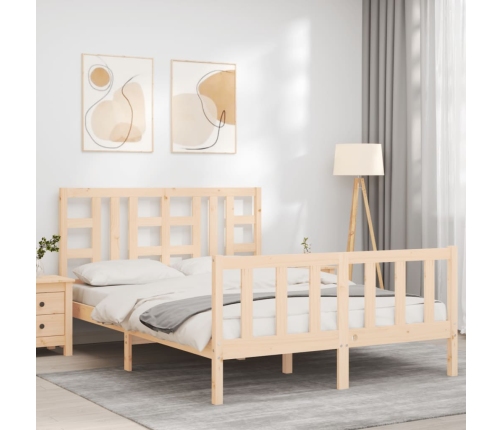 Estructura de cama de matrimonio con cabecero madera maciza