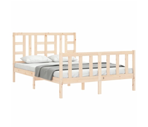 Estructura de cama de matrimonio con cabecero madera maciza