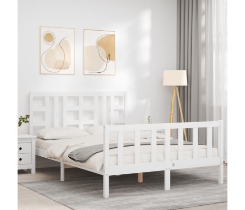 Estructura de cama sin colchón madera de pino blanca 140x190 cm