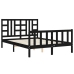 Estructura de cama con cabecero madera maciza negro 140x190 cm