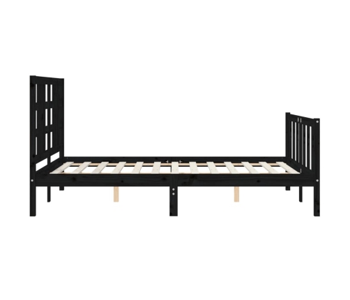 Estructura de cama con cabecero madera maciza negro 140x190 cm