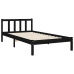 Estructura de cama con cabecero madera maciza negro 90x200 cm