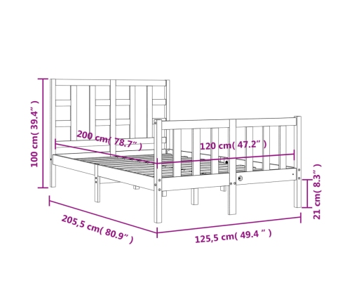 Estructura de cama sin colchón madera de pino blanca 120x200 cm