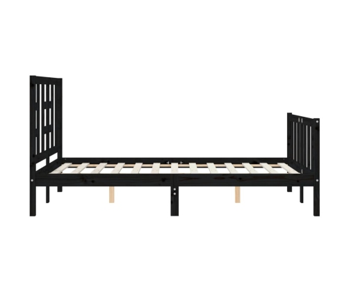 Estructura de cama con cabecero madera maciza negro 120x200 cm