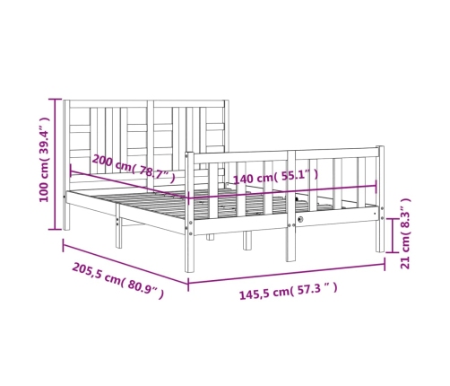 Estructura de cama sin colchón madera de pino blanca 140x200 cm