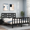 Estructura cama de matrimonio con cabecero madera maciza negro