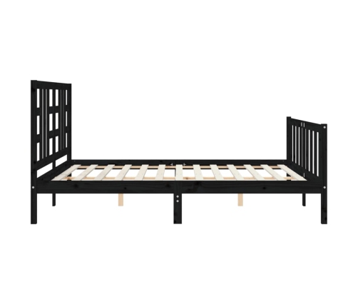 Estructura de cama con cabecero madera maciza negro 180x200 cm