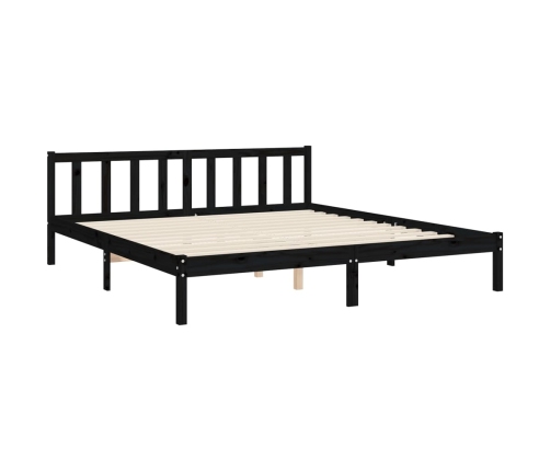 Estructura de cama con cabecero madera maciza negro 180x200 cm