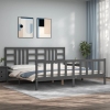 Estructura de cama con cabecero madera maciza gris 200x200 cm