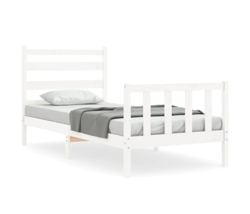 Estructura de cama sin colchón madera maciza blanca 90x190 cm