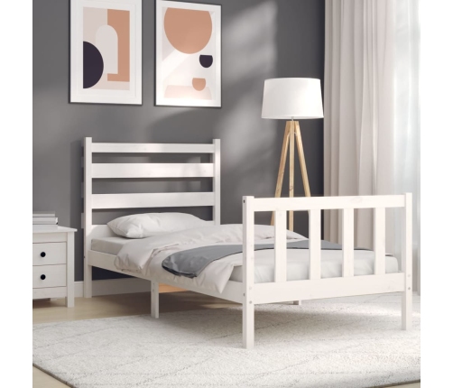 Estructura de cama sin colchón madera maciza blanca 90x190 cm