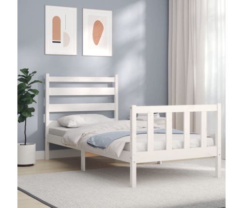 Estructura de cama sin colchón madera maciza blanca 90x190 cm