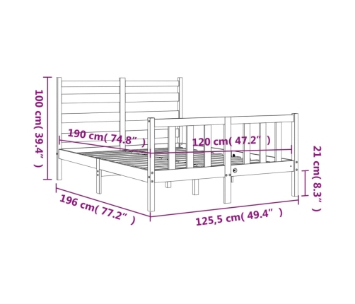 Estructura de cama de matrimonio con cabecero madera maciza