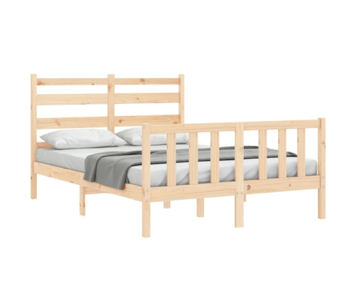 Estructura de cama de matrimonio con cabecero madera maciza