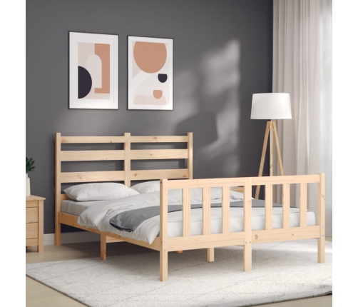 Estructura de cama de matrimonio con cabecero madera maciza