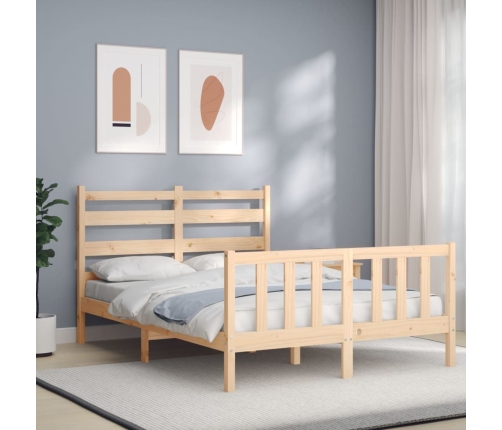 Estructura de cama de matrimonio con cabecero madera maciza