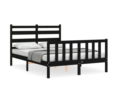 Estructura cama de matrimonio con cabecero madera maciza negro