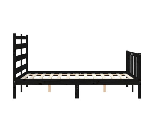 Estructura cama de matrimonio con cabecero madera maciza negro