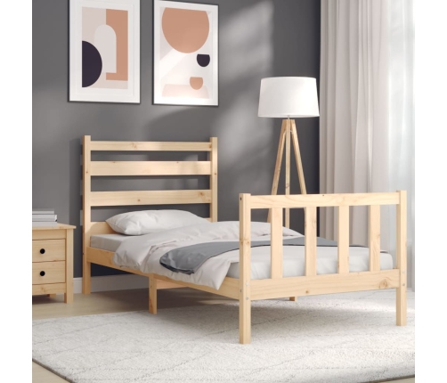 Estructura de cama sin colchón madera maciza de pino 90x200 cm