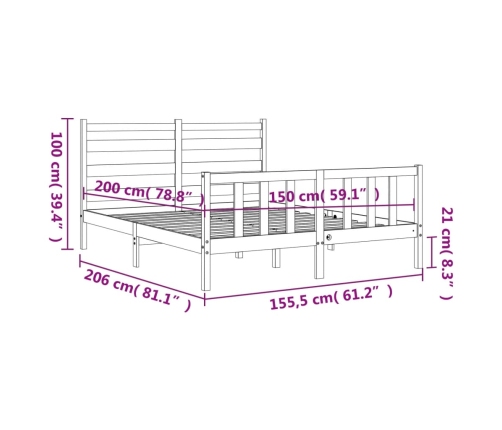 Estructura de cama matrimonio con cabecero madera marrón miel