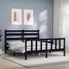 Estructura cama de matrimonio con cabecero madera maciza negro