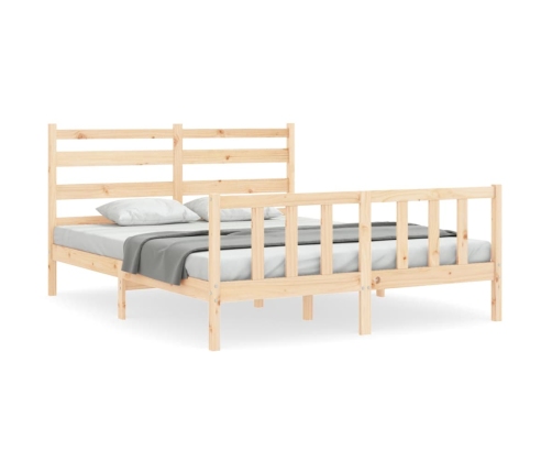 Estructura de cama sin colchón madera maciza de pino 160x200 cm