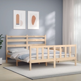 Estructura de cama sin colchón madera maciza de pino 160x200 cm