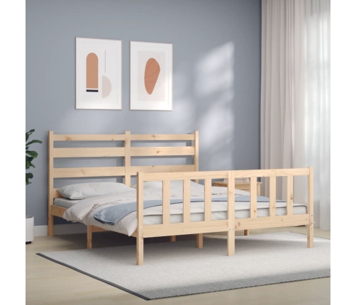 Estructura de cama sin colchón madera maciza de pino 160x200 cm