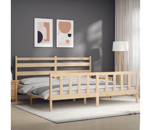 Estructura de cama sin colchón madera maciza de pino 200x200 cm