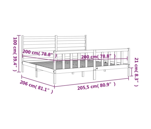 Estructura de cama sin colchón madera maciza blanca 200x200 cm