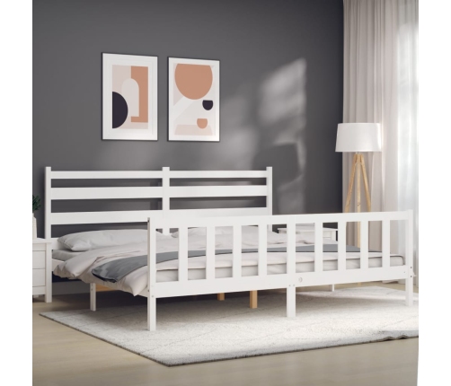 Estructura de cama sin colchón madera maciza blanca 200x200 cm