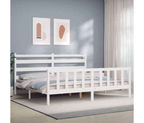 Estructura de cama sin colchón madera maciza blanca 200x200 cm