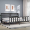 Estructura de cama con cabecero madera maciza gris 200x200 cm