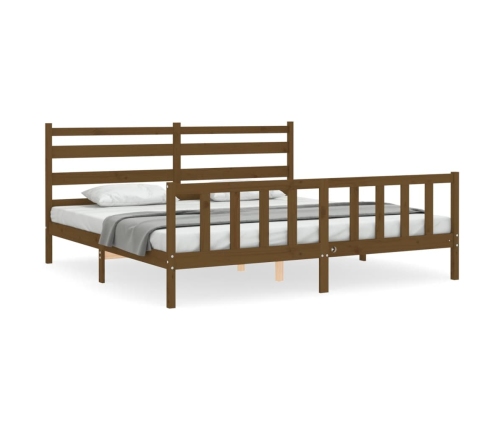 Estructura cama y cabecero madera maciza marrón miel 200x200 cm