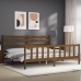 Estructura cama y cabecero madera maciza marrón miel 200x200 cm