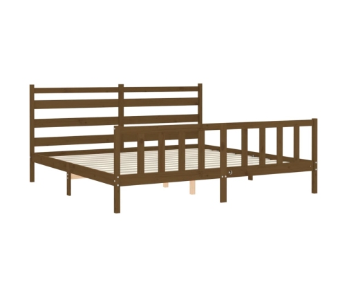 Estructura cama y cabecero madera maciza marrón miel 200x200 cm