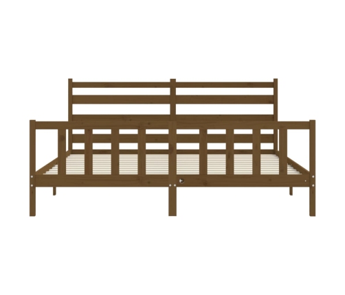 Estructura cama y cabecero madera maciza marrón miel 200x200 cm