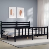 Estructura de cama con cabecero madera maciza negro 200x200 cm