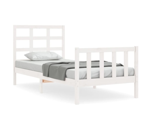 vidaXL Estructura de cama con cabecero madera maciza blanco 90x190 cm