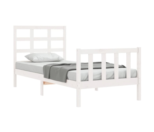 vidaXL Estructura de cama con cabecero madera maciza blanco 90x190 cm