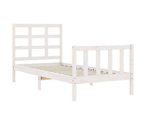 vidaXL Estructura de cama con cabecero madera maciza blanco 90x190 cm