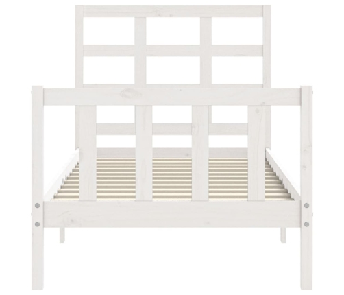 vidaXL Estructura de cama con cabecero madera maciza blanco 90x190 cm