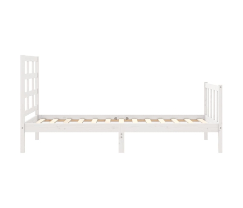 vidaXL Estructura de cama con cabecero madera maciza blanco 90x190 cm