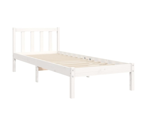 vidaXL Estructura de cama con cabecero madera maciza blanco 90x190 cm