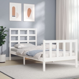 Estructura de cama sin colchón madera maciza blanca 90x190 cm