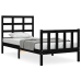 Estructura de cama con cabecero madera maciza negro 90x190 cm