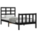 Estructura de cama con cabecero madera maciza negro 90x190 cm