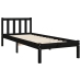 Estructura de cama con cabecero madera maciza negro 90x190 cm