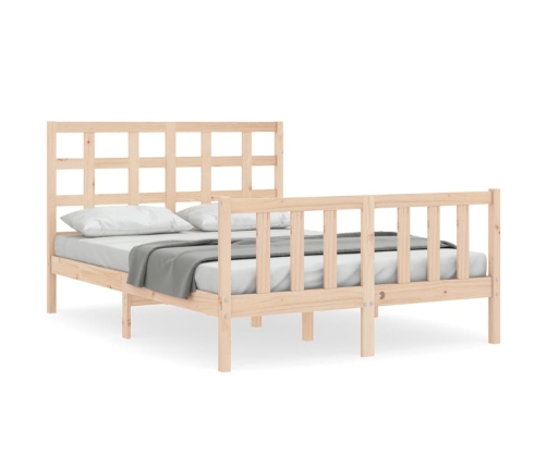 Estructura de cama de matrimonio con cabecero madera maciza